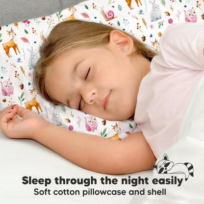 Toddler Pillow with Pillowcase - 13x18 My Little Dreamy Kids Travel Bed Pillows for Sleeping, Organic Cotton Small Pillowcase, Soft & Breathable, Machine Washable, Toddlers 2-5 years old (Forestland)