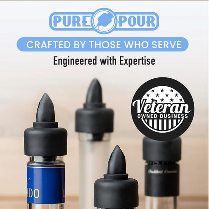 The Pure Pour Liquor Bottle Pourers - Leak-Proof Pour Spouts with Dust Caps – Fits Most Alcohol, Syrup, Olive Oil & Vinegar Bottles – Dishwasher Safe - 10 Pack