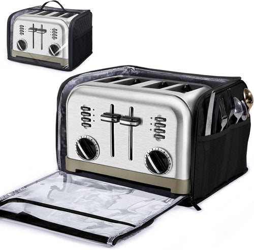 BAGSPRTIE Toaster Cover - Full Open Dust Protection for 4-Slice Toasters | Compatible with Cuisinart, BELLA, Black & Decker
