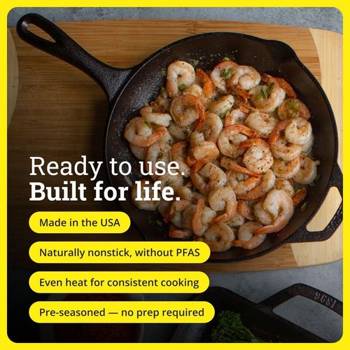 Lodge Seasoned Cast Iron Skillet Set - PFAS-Free Non-Toxic Cookware - Naturally Non-Stick | 8, 10.25 & 12 Inches