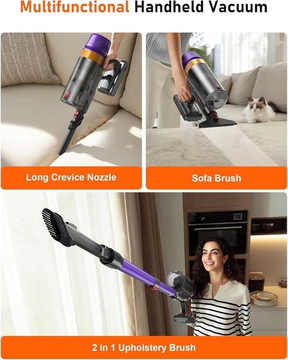 Skiennix Cordless Vacuum Cleaner - Powerful 620W, 75-Min Runtime, LED Display, 1.8L Dust Cup | Ideal for Hardwood Floors & Pet Hair