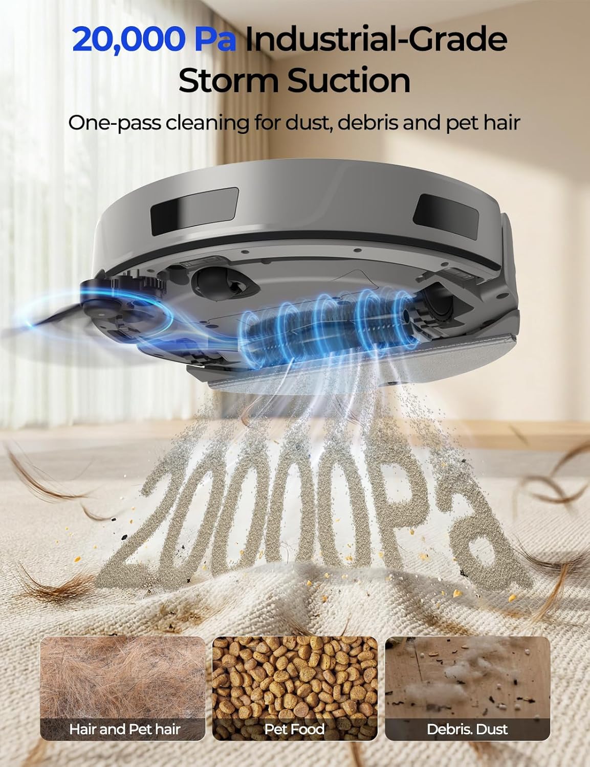 R11 Robot Vacuum by [Brand Name] - 20,000 Pa Suction Power | Self-Emptying & Lidar Navigation | Gray