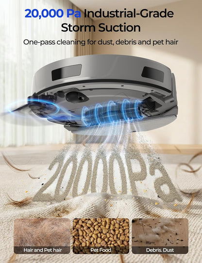 R11 Robot Vacuum by [Brand Name] - 20,000 Pa Suction Power | Self-Emptying & Lidar Navigation | Gray