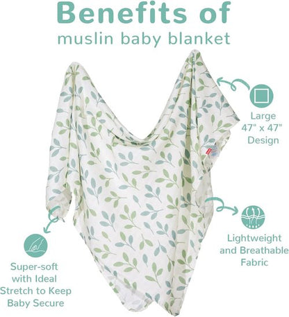 HECCEI Baby Swaddle Blanket - Large 70% Bamboo & 30% Cotton Muslin | Breathable 47 x 47 Inches for Newborns
