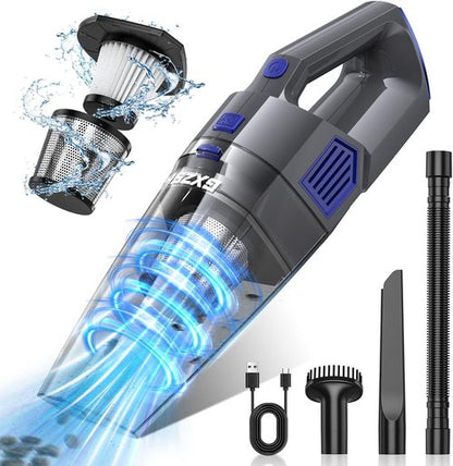 Gxzsk Handheld Vacuum - Cordless 15000PA Strong Suction Car Vacuum Cleaner | Rechargeable & Portable with Multi-Nozzles