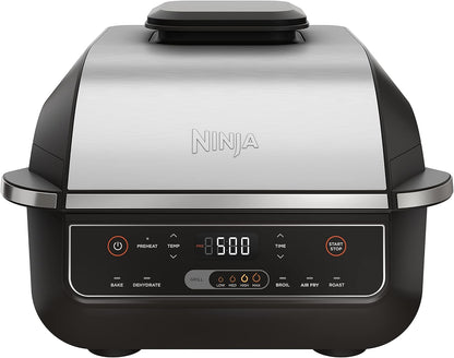Ninja EG201 Foodi 6-in-1 Indoor Grill - Air Fry, Roast, Bake & Broil - Dishwasher Safe, Black/Silver