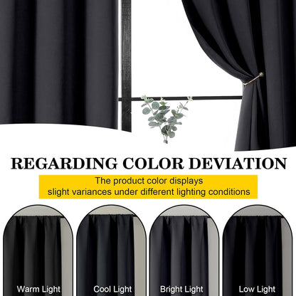 Skiennix Blackout Curtains - Soft Solid Room Darkening Thermal Insulated - 63 Inch Length, 2 Panels Set