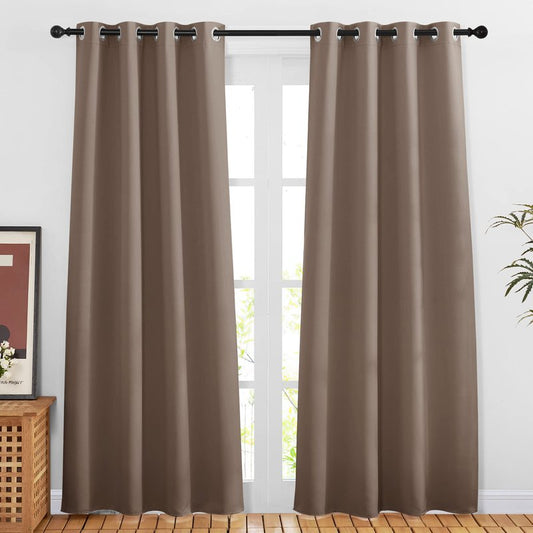 NICETOWN Blackout Doorway Curtains 80 inches Long for Bedroom - Grommet Light & Heat Blocking Window Treatments Sound Reducing Drapes for Living Room (2 Panels, W46 x L80, Cappuccino)