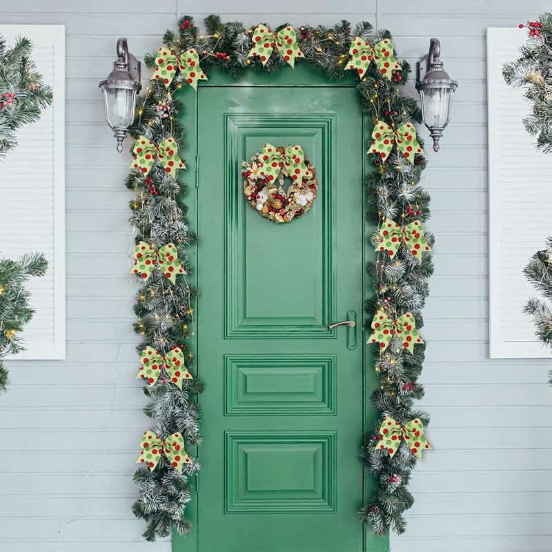 12pcs Christmas Bows Ornaments 6.3 Inch Large Christmas Wreath Bows - Style 1
