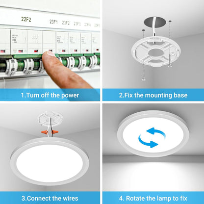 Skiennix 19 Inch LED Flush Mount Ceiling Light - Night Light Feature | 36W 3960LM, Round White Fixture for Bedroom, Bathroom, Kitchen