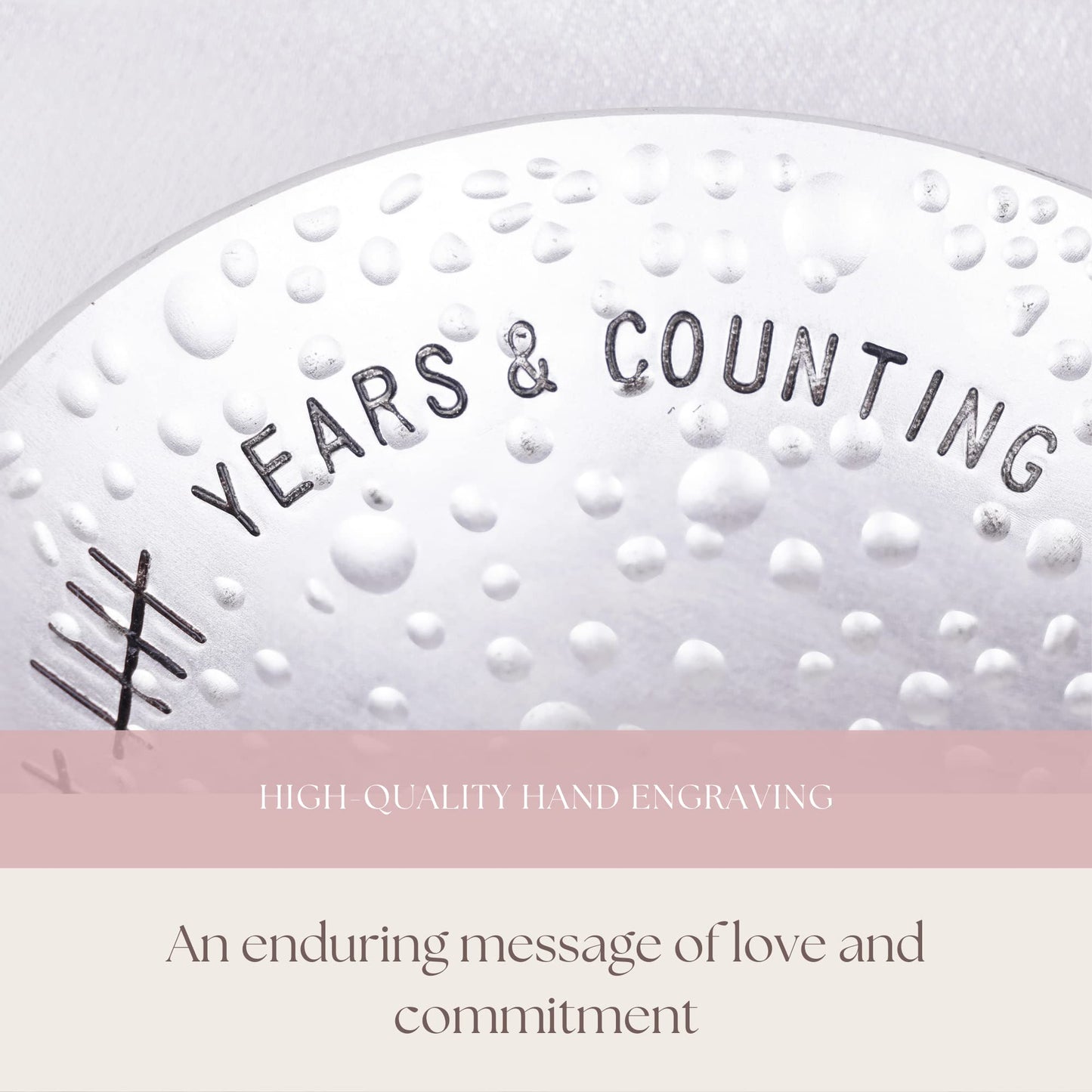 PureRejuva 10th Anniversary Tin Gifts - 4 In. Engraved Aluminum Wedding Ring Holder Dish & Gift Box - 10 Year Anniversary for Him & Her Textured Style