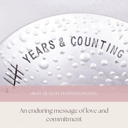 PureRejuva 10th Anniversary Tin Gifts - 4 In. Engraved Aluminum Wedding Ring Holder Dish & Gift Box - 10 Year Anniversary for Him & Her Textured Style