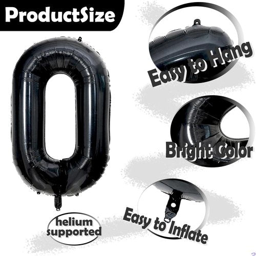 20th Birthday Decorations | Skiennix 40-Inch Black Foil Number 20 Balloon with Gold Crown