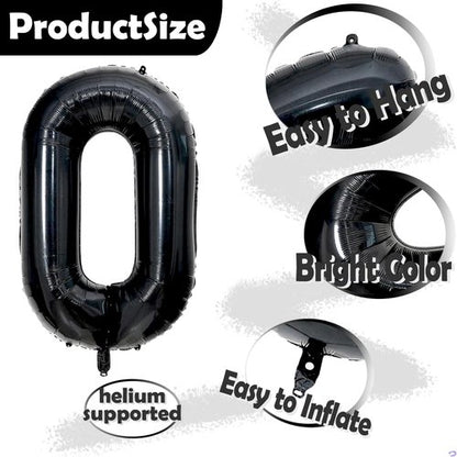 20th Birthday Decorations | Skiennix 40-Inch Black Foil Number 20 Balloon with Gold Crown