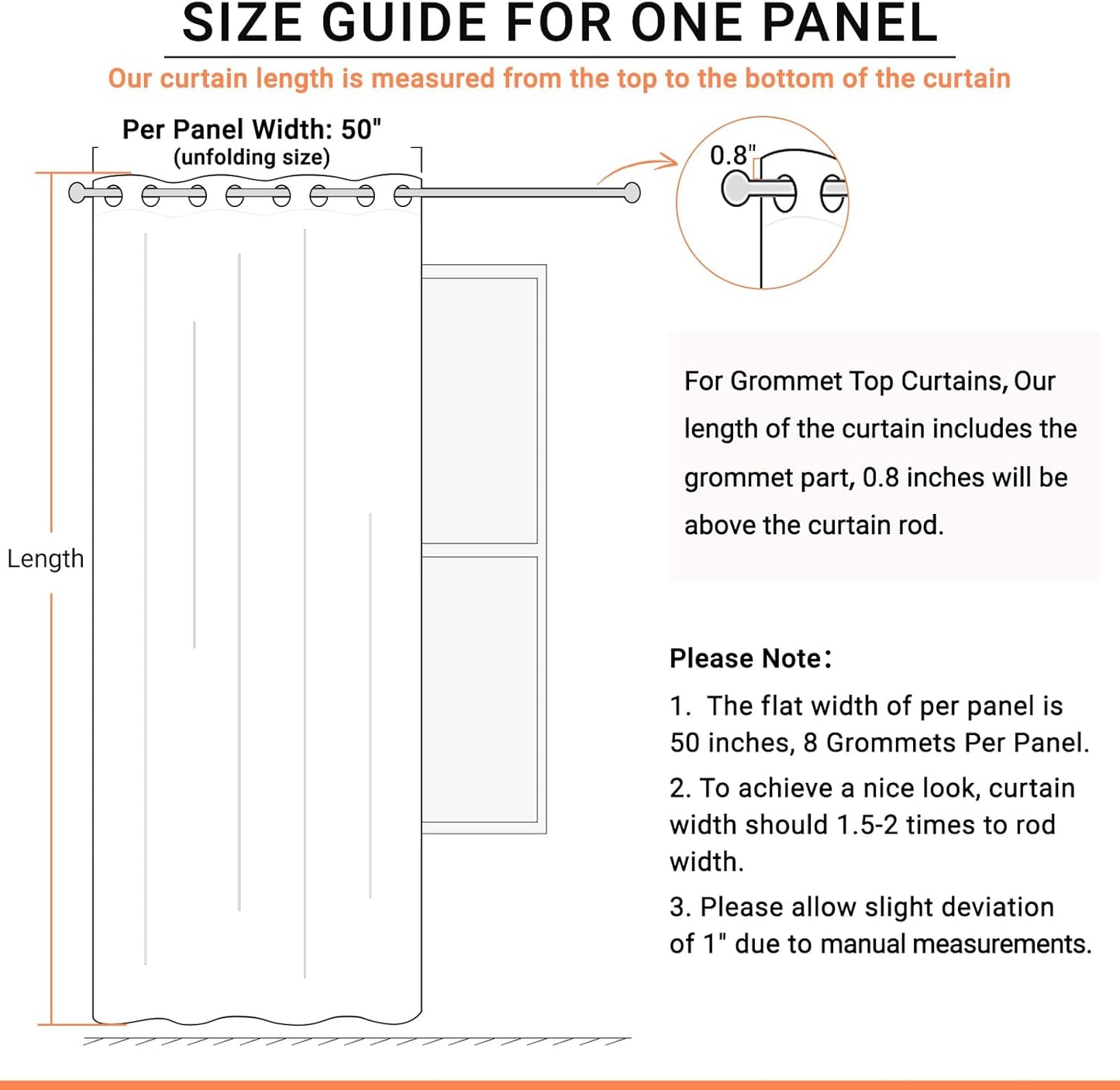 Skiennix 100% Blackout Sliding Door Curtains - Extra Wide Grommet Drapes 50”W x 63”L in Beige