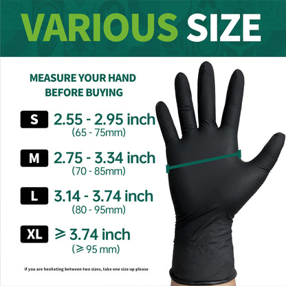 Supmedic Vinyl Disposable Exam Gloves, Black 4 Mil Powder-Free Latex-Free Medical Food-Safe Cooking Cleaning Glove, 100 Pcs (Large)