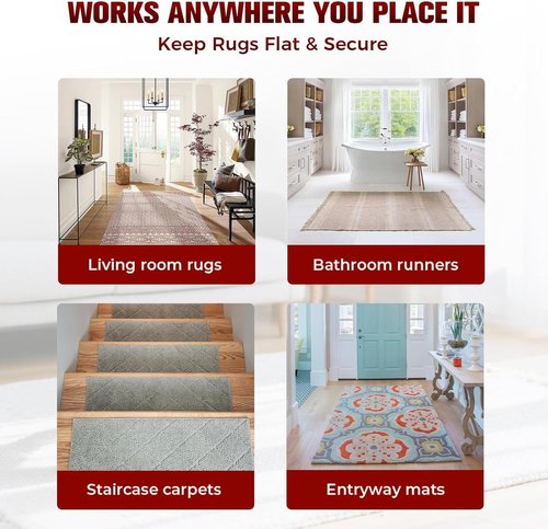12PC Heavy Duty Carpet Tape by [Brand Name] - Double-Sided Non-Slip Adhesive for Hardwood Floors