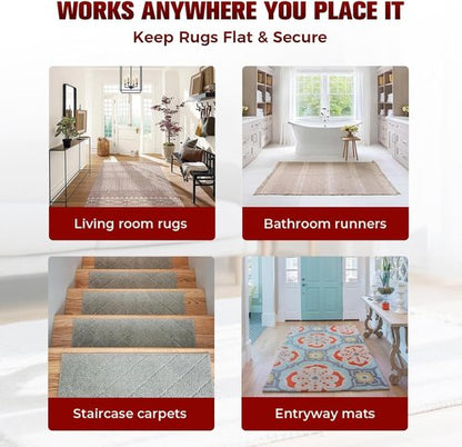 12PC Heavy Duty Carpet Tape by [Brand Name] - Double-Sided Non-Slip Adhesive for Hardwood Floors
