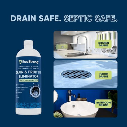 Fruit Fly Drain Treatment - Effective Drain Fly Eliminator | Eliminates Gnats & Sewer Flies - 32 Fl Oz