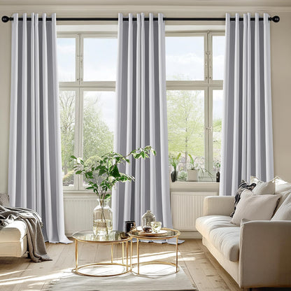 MIULEE Blackout Curtains - Thermal Insulated Room Darkening Drapes | 96-Inch Long, Greyish White, 2 Panels