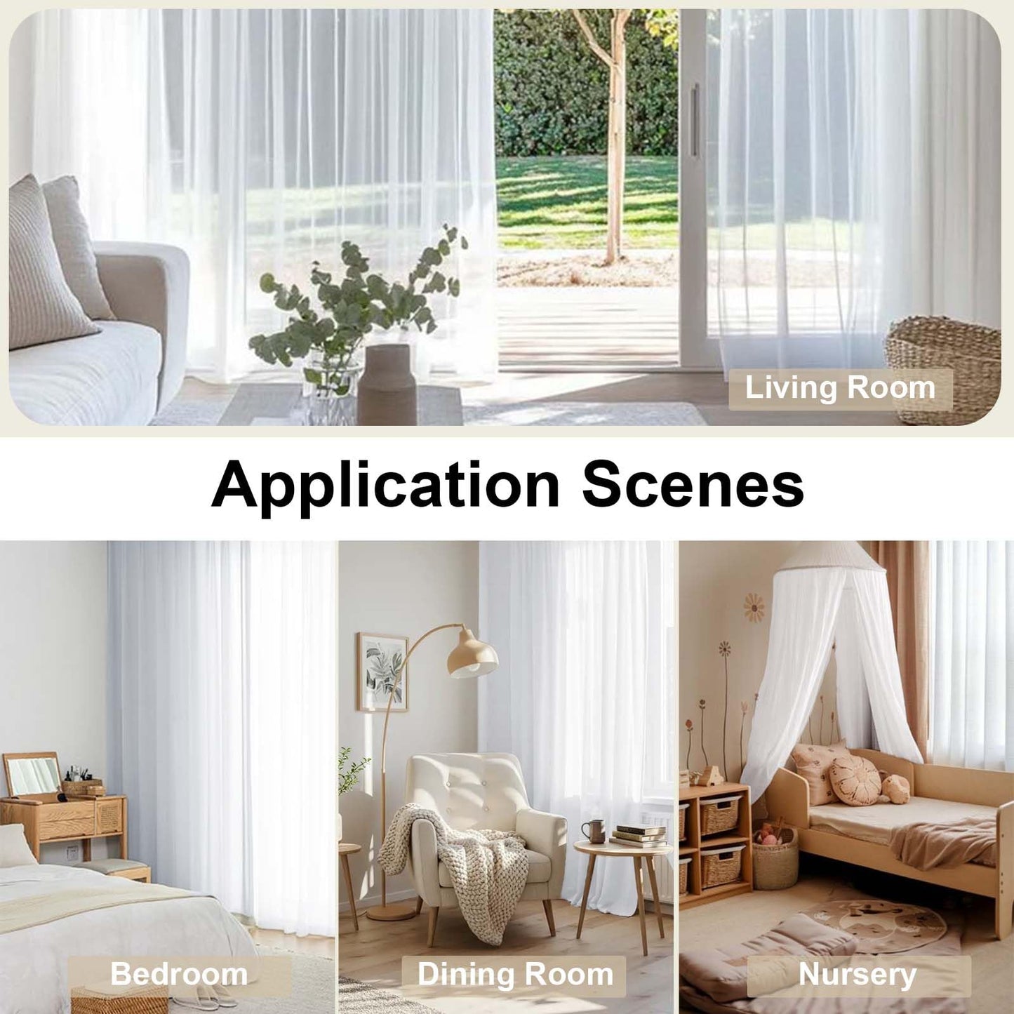 OWENIE Sheer White Curtains, Sheer Curtains 63 inch Length 2 Panels Set, Rod Pocket Voile Fimly Sheer Drapes for Living Room/Bedroom, 2pcs, Each 42" W x 63" L