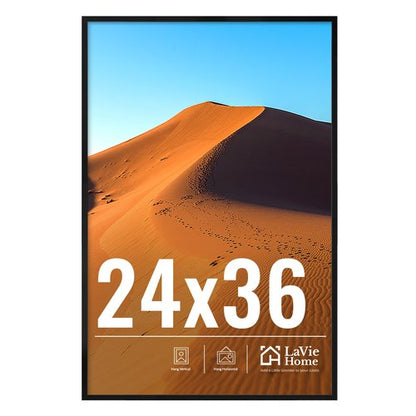LaVie Home 24x36 Picture Frame for Wall Display, 24x36 Black Picture Frame with HD Plexiglas, 24 x 36 Poster Frame 1 Pack, Display Frame for Vertical or Horizontal, Classic Collection
