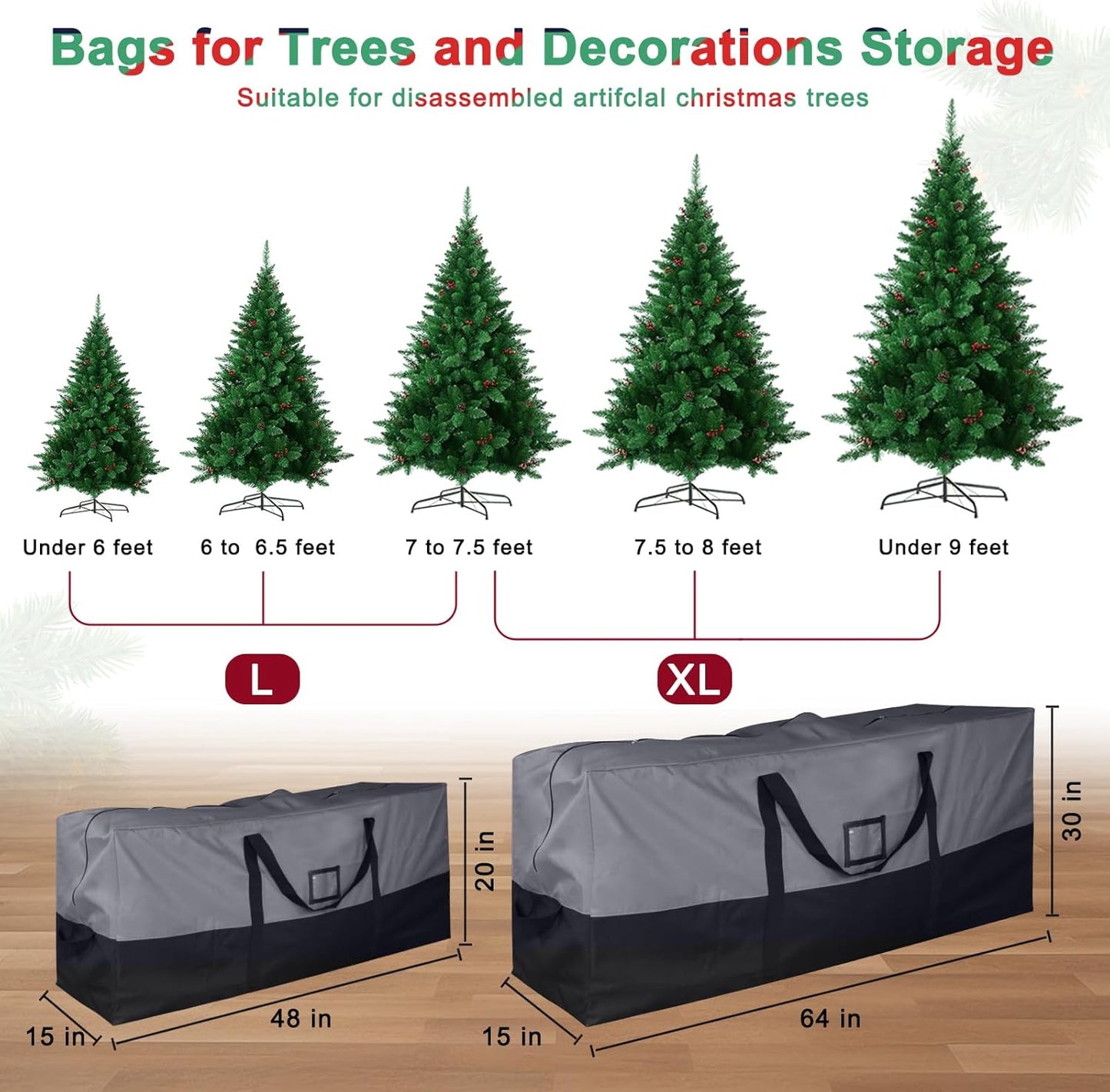 Skiennix Christmas Tree Storage Bag - Extra Large 600D Oxford for 9 Ft Trees | Waterproof & Zippered