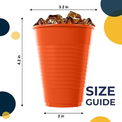 Exquisite Party Solids 12 Oz Orange Plastic Cups - 50 Pack Disposable Drinkware for Events