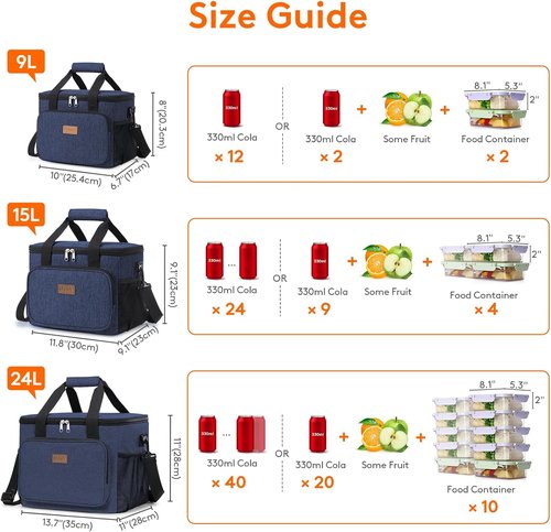 Lifewit Insulated Lunch Bag - Large Soft Cooler Tote for Adults | Dark Blue, 40-Can Capacity (24L)