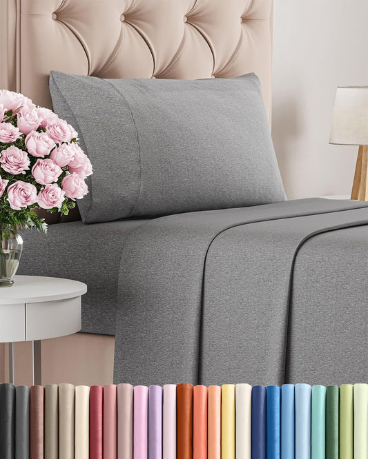 Skiennix Twin Size 3-Piece Sheet Set - Comfy Cooling Bed Sheets with Deep Pockets - Soft & Wrinkle-Free Grey