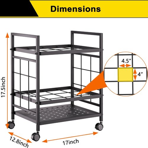 GIOTORENT Blueprint Storage Rack - Mobile Blueprint Holder with 12 Slots & Silent Wheels | Black