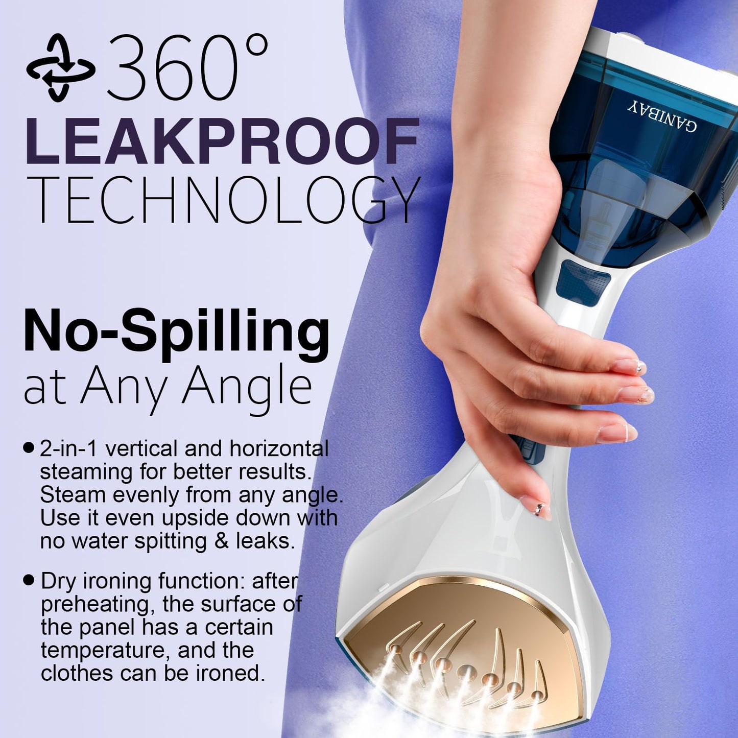 Steamer for Clothes, 1600W Handheld Clothes Steamer with 360ml Tank, Fast Heat-Up Portable Garment Steamer with LCD, Auto-Off, 2 in 1 Fabric Wrinkle Removes with Folding Hanger and Brush