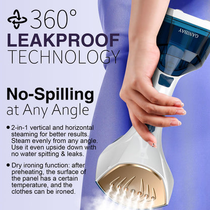 Steamer for Clothes, 1600W Handheld Clothes Steamer with 360ml Tank, Fast Heat-Up Portable Garment Steamer with LCD, Auto-Off, 2 in 1 Fabric Wrinkle Removes with Folding Hanger and Brush