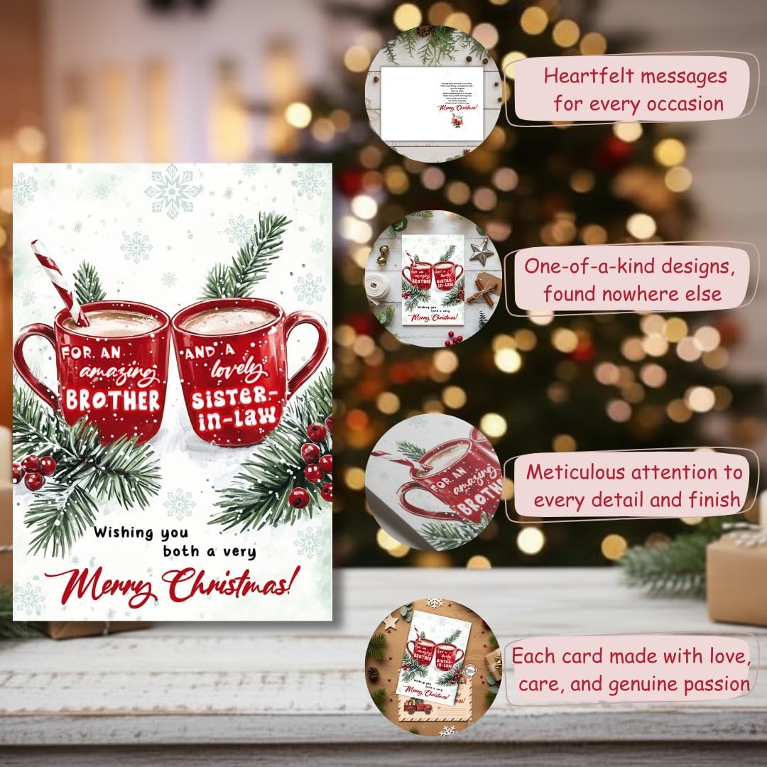 Regine Switzerland Christmas Card - Heartfelt Holiday Greeting for Brother & Sister-in-Law | Includes Envelope