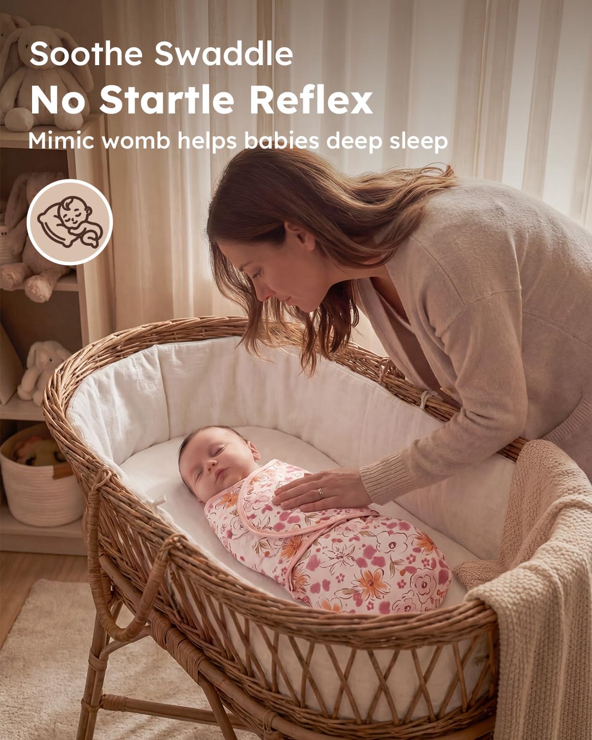 Yoofoss Baby Swaddle Sack - 100% Organic Cotton, Adjustable Design for Newborns 0-3 Months, Soft & Breathable