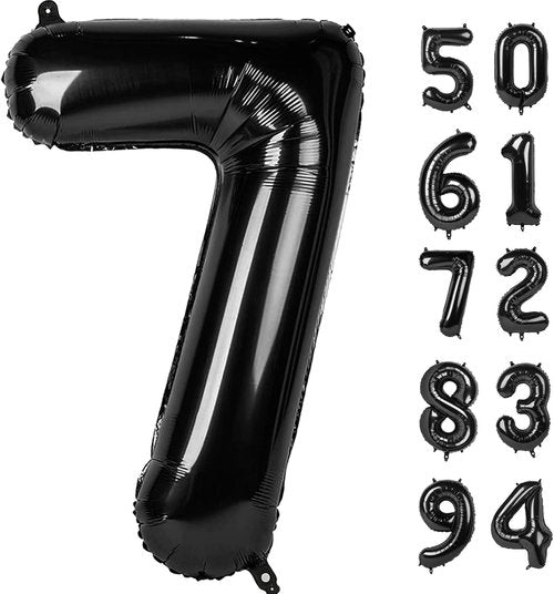 7 Number Balloon - 40 Inch Black Birthday Decoration for 7th Birthday Party