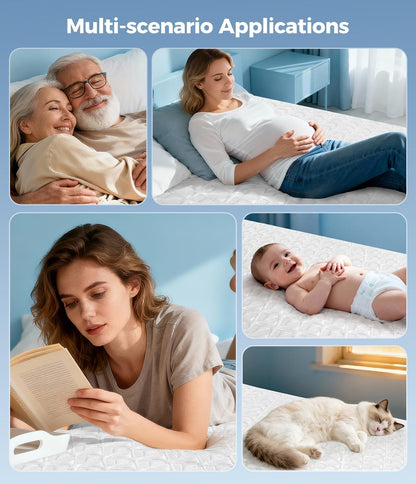 Skiennix Waterproof Mattress Protector - Soft Breathable Twin Size Pad with Deep Pocket | Noiseless Cooling Cover, White