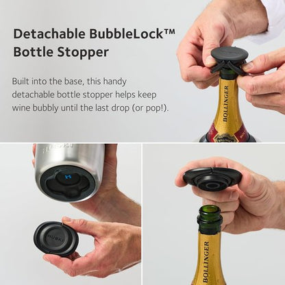 Huski Champagne Chiller | NEW | Award-Winning Iceless Design with Detachable Bottle Stopper | Keeps Wine Cold up to 6 Hours | Fits most 750ml Champagne, Prosecco & Sparkling Wine Bottles (Stainless)