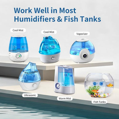 Humidifier Cleaning Fish - Humidifier Tank Cleaner Demineralization Cartridge | Prevents Hard Water Build-Up, Odor & Scale | Universal Fit for Most Humidifiers & Fish Tanks (12-Pack)