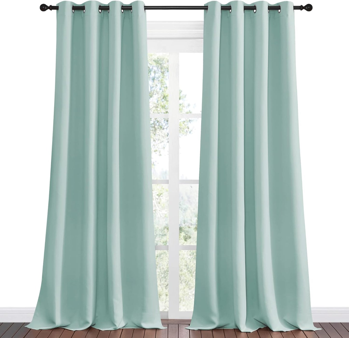 NICETOWN Aqua Blue Blackout Curtains - Sound Reducing & Energy Efficient | 55" x 108", 2 Panels for Modern Rooms