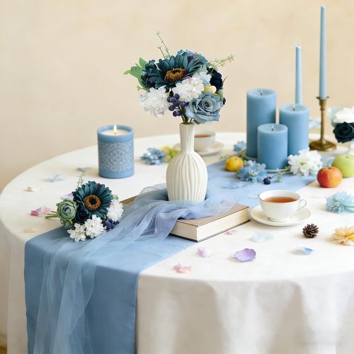 Idyllic Blue Artificial Flower Box - Elegant Wedding Table Centerpiece & Party Decoration