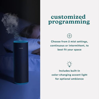 Homedics Portable Humidifier - Cool Mist Air Humidifier with Color-Changing Light | Perfect for Bedroom, Office & Travel - Matte Black
