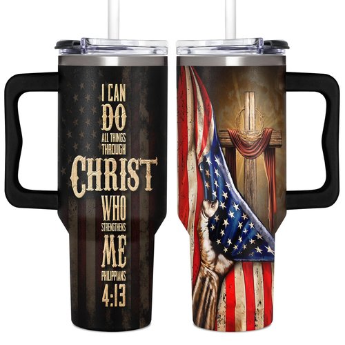 Christian Gifts for Men - God Gifts, Religious Gifts for Men - Fathers Day Gift Ideas for Dad - Birthday Gifts, Christmas Gifts for Him, Men, Boyfriend, Husband - Christian 40 oz Tumbler with Handle
