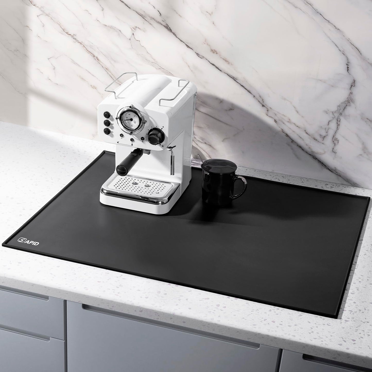 SAPID 32"x24" Extra Large Silicone Mat With Raised Edge, Rolled-Up Silicone Mats For Kitchen Counter Heat Resistant Silicone Mat With Lip, Thick Countertop Protector Mat,Silicone Mats For Crafts,Black