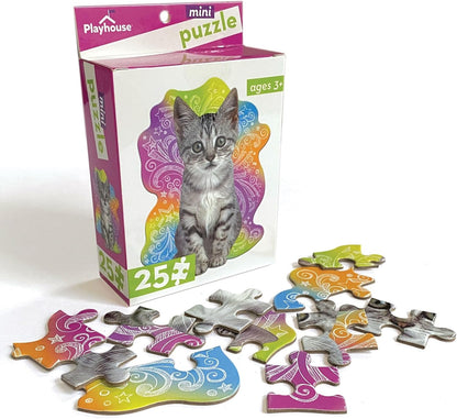 Playhouse 25-Piece Die-Cut Mini Puzzle - Fun Tabby Kitten Design for Kids
