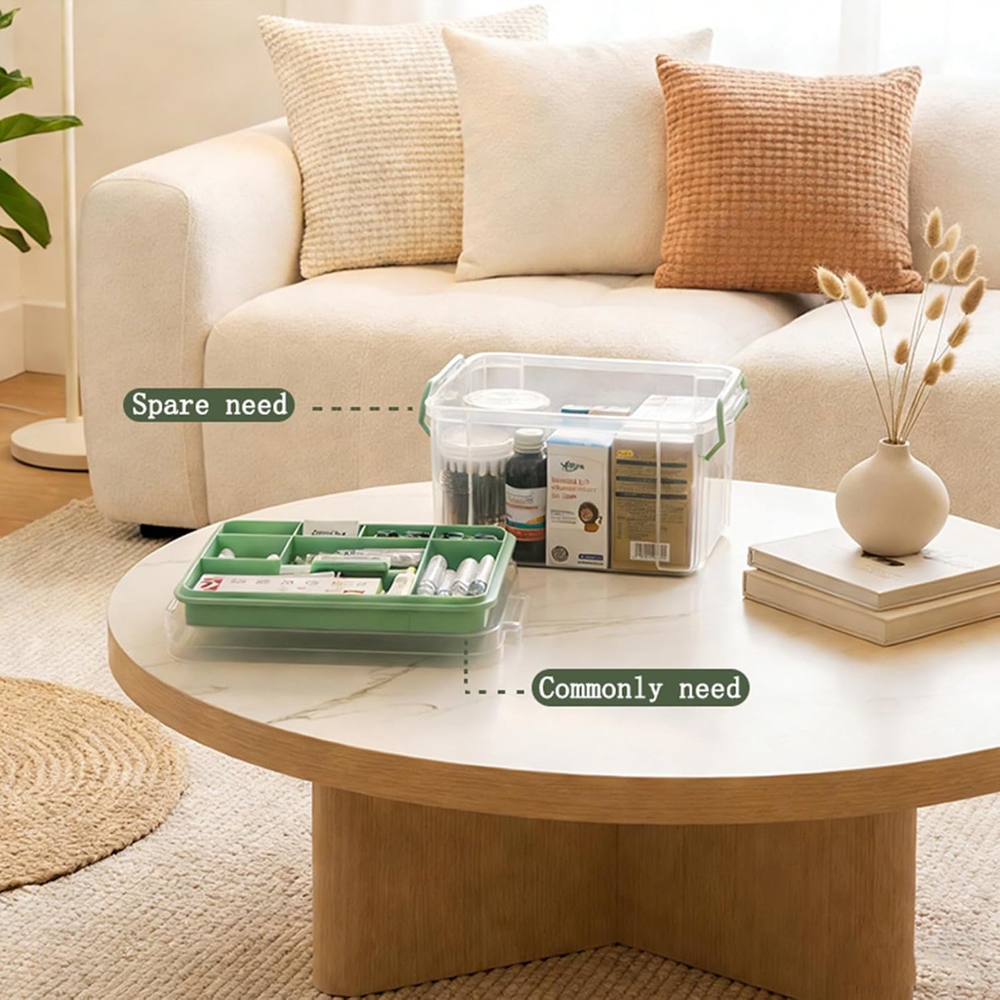 Skiennix 3-Piece Clear Medicine Organizer - Portable Multifunctional Storage Box for Home & Travel
