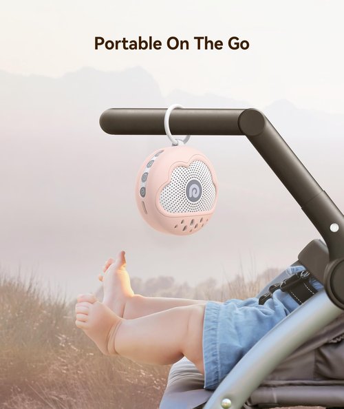 Dreamegg White Noise Machine - Portable Sound Machine Baby with Safe Silicone Cover, Features Powerful Battery, 21 Soothing Sound, Noise Canceling for Sleeping, Baby Registry Gift, Nursery(Pink)