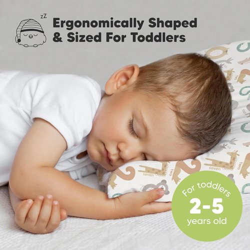 KeaBabies Toddler Pillow - Jumbo 14x20 Soft Organic Cotton | Machine Washable & Travel-Friendly (Wild Count)