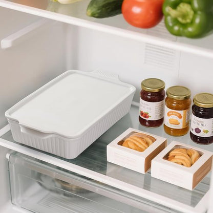 Dizada Large Casserole Dish - 5.2 Qt Deep Porcelain Baking Pan | Oven, Freezer, Microwave Safe