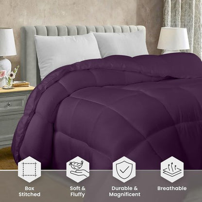 Utopia Bedding Comforter Duvet Insert, Quilted Comforter with Corner Tabs, Box Stitched Down Alternative Comforters King Size (Plum)